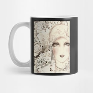 pastel art deco blanco flapper, collage poster print floral Mug